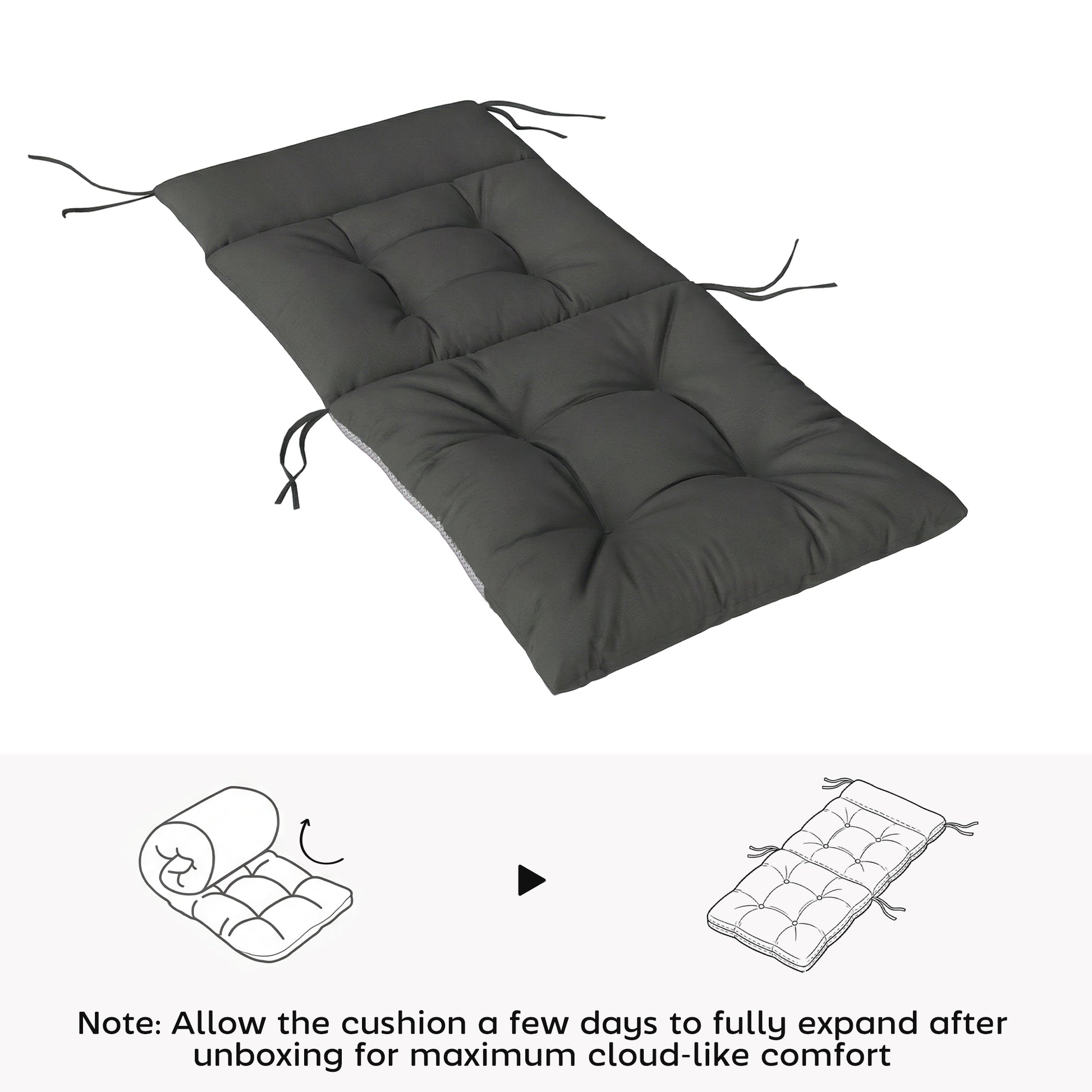 Outsunny Patio Chair Cushions Set of 4, Waterproof Non-Slip Lounge Chair Cushions, 112x53cm, Dark Grey--ChewyGames-ChewyGames