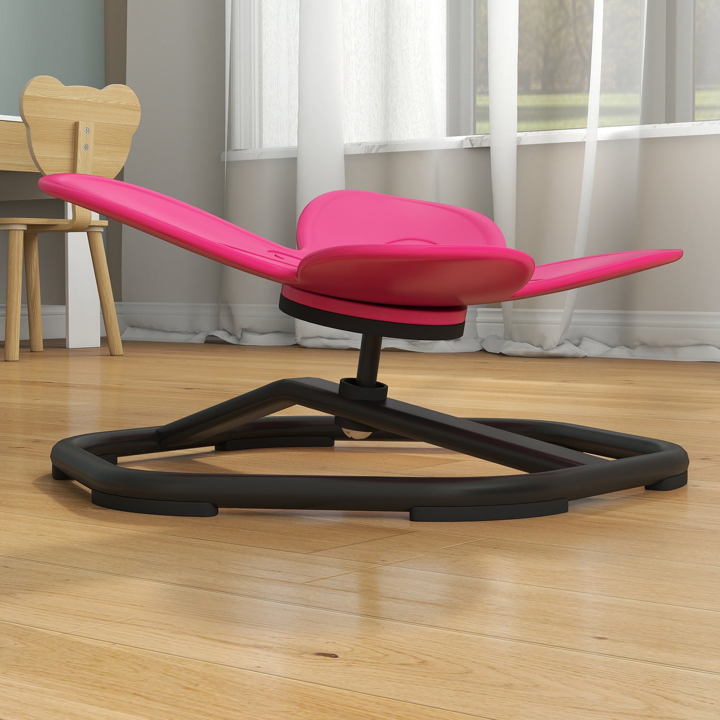 AIYAPLAY Butterfly-Shaped-kids Swivel Chair, Sensory Spinning Chair for Balance, Coordination Training, Pink