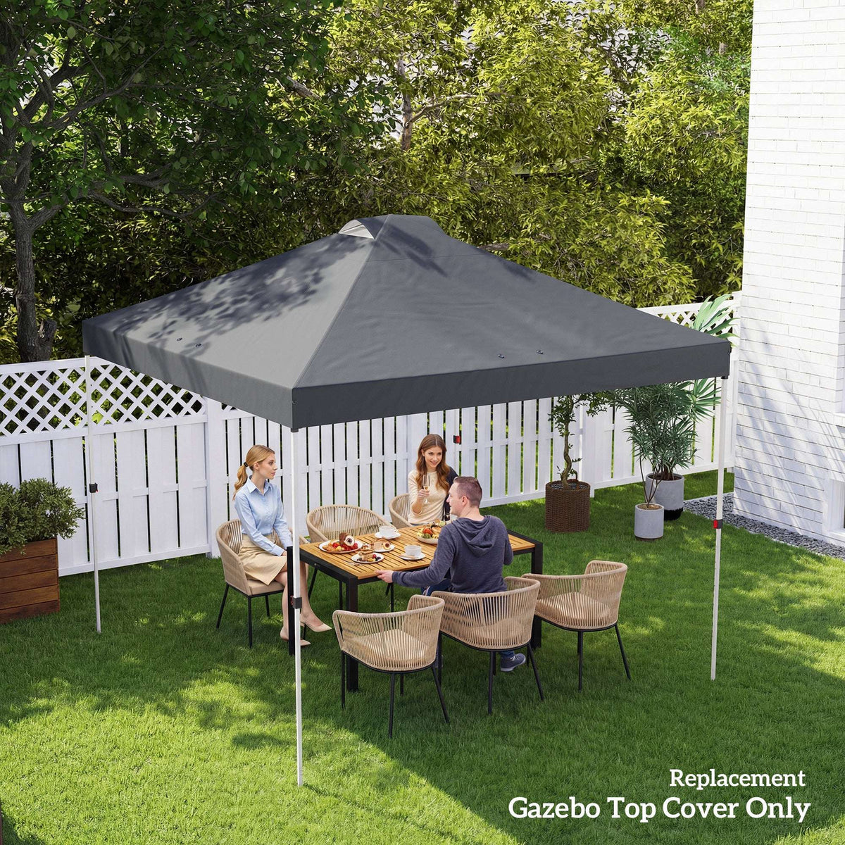 Outsunny Gazebo Roof Replacement UV50+ Waterproof Pop Up Canopy Cover with 8 Drainage Holes 3 x 3 m Dark Grey