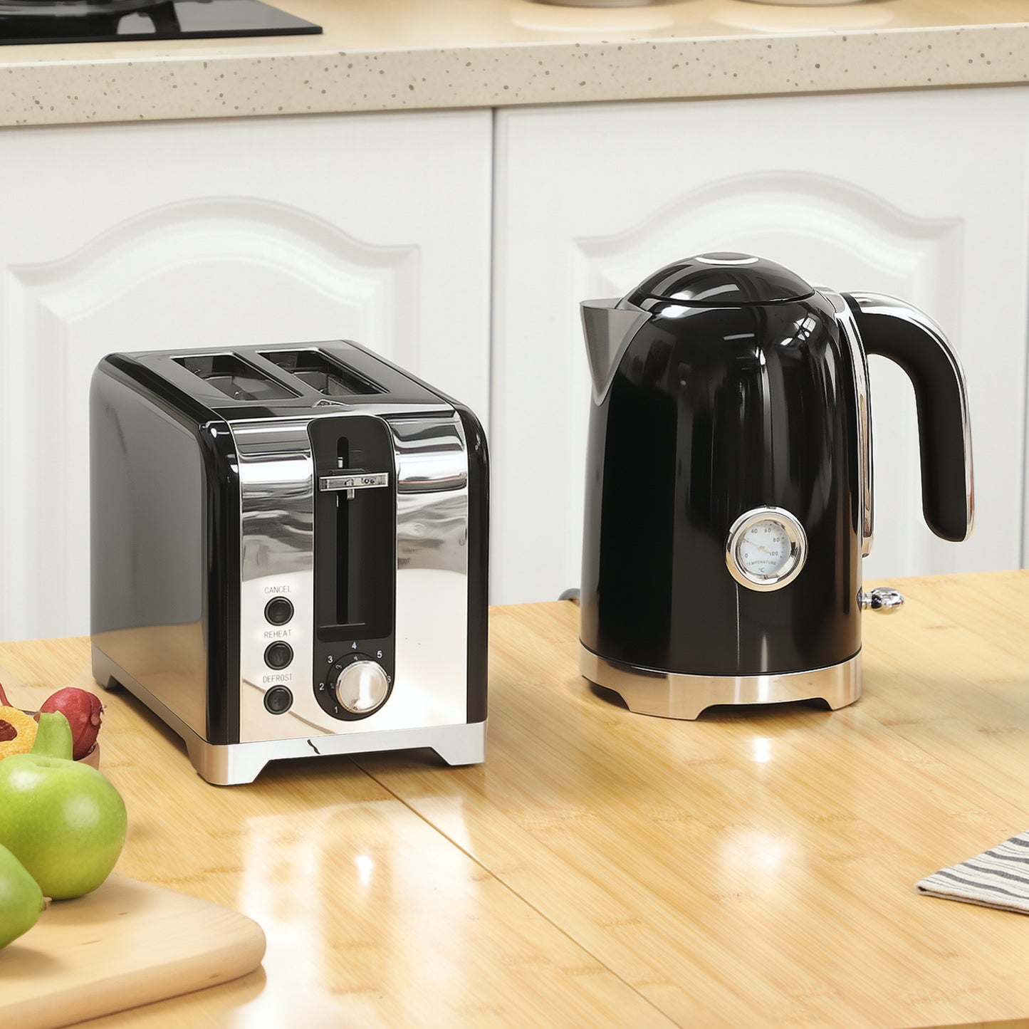 HOMCOM Retro Toaster and Kettle Set - Black--ChewyGames-ChewyGames