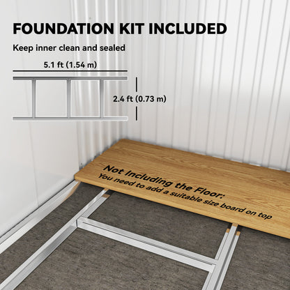 Outsunny 6.5 x 4FT Galvanised Metal Shed with Foundation Kit, Lockable Tool Garden Shed with Double Sliding Doors, Vents, Green