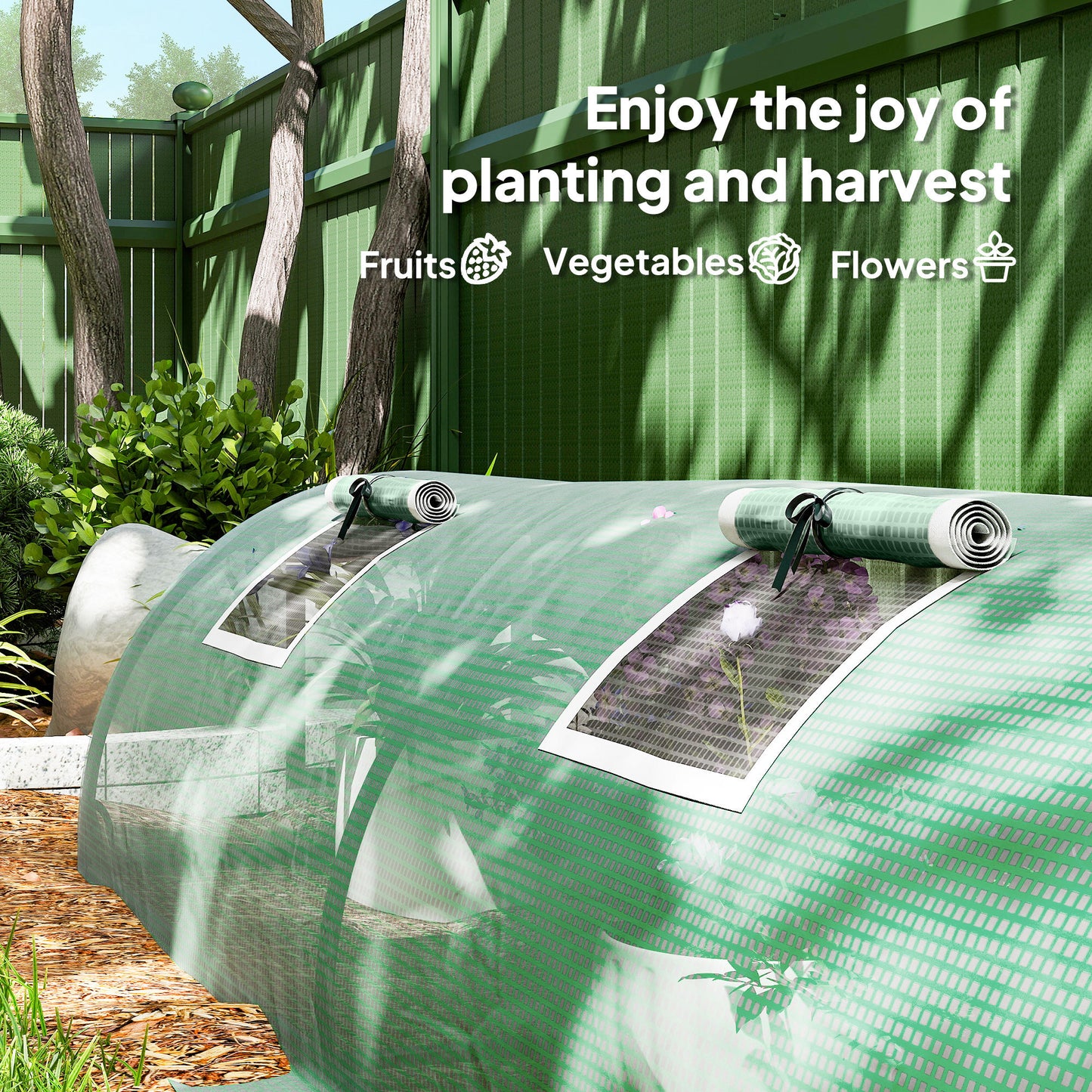 Outsunny Mini Greenhouse, Portable Tunnel Green House, Green Grow House Steel Frame with 5 Mesh Windows, 3 M, Green