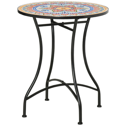 Outsunny Φ60cm Mosaic Outdoor Patio Table - Red