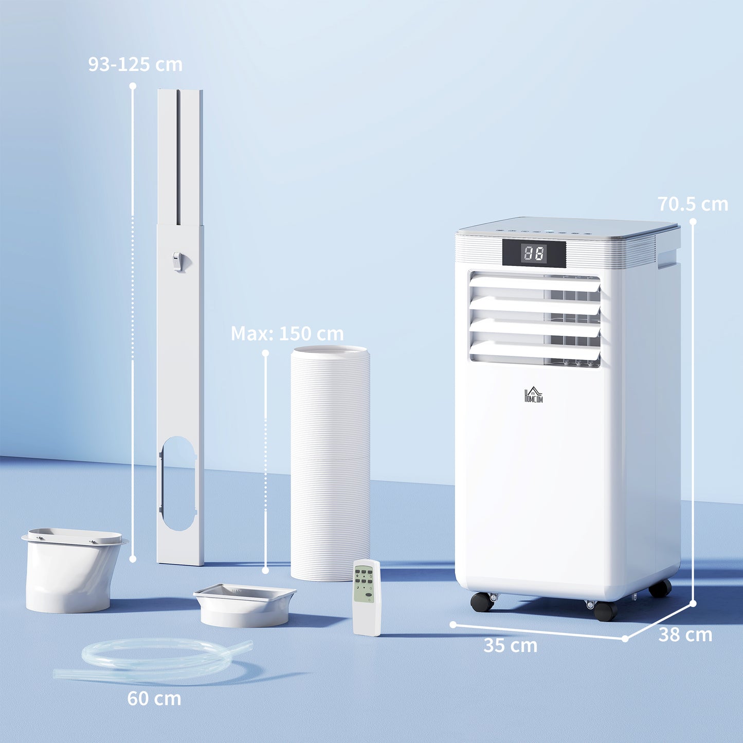 HOMCOM 10000 BTU Air Conditioning Unit, 4-in-1 Portable Air Conditioner, Dehumidifier, Cooling, Fan, Sleep Mode, with Remote Control, LED Display, 2 Speeds, 24H Timer, Window Venting Kit, 22m²
