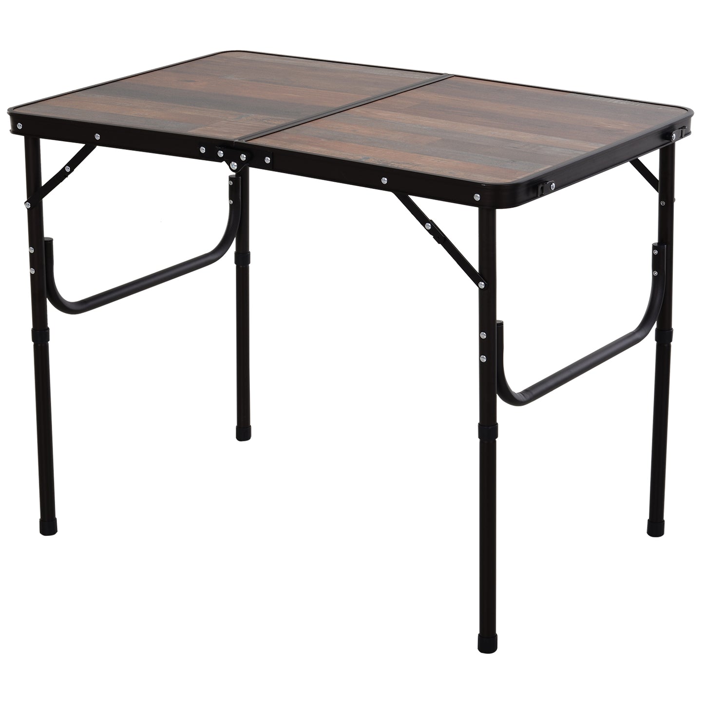 Outsunny 3ft Folding Camping Table Height Adjustable Aluminium Outdoor Garden Party Picnic BBQ Trestle Table Field Kitchen