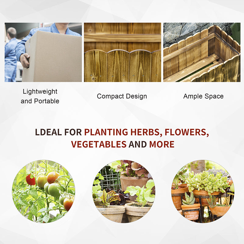 Outsunny 70L Raised Garden Bed, Wooden Rectangle Planter Box, Outdoor Herb Vegetable Flower Pot (80L x 33W x 30H cm)--ChewyGames-ChewyGames