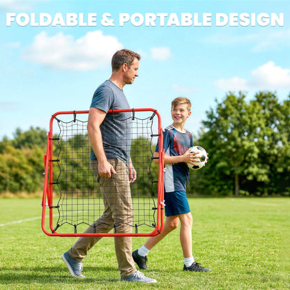 HOMCOM Rebounder Net, Practise Kickback Goal, for Teens, Adults Training - Red