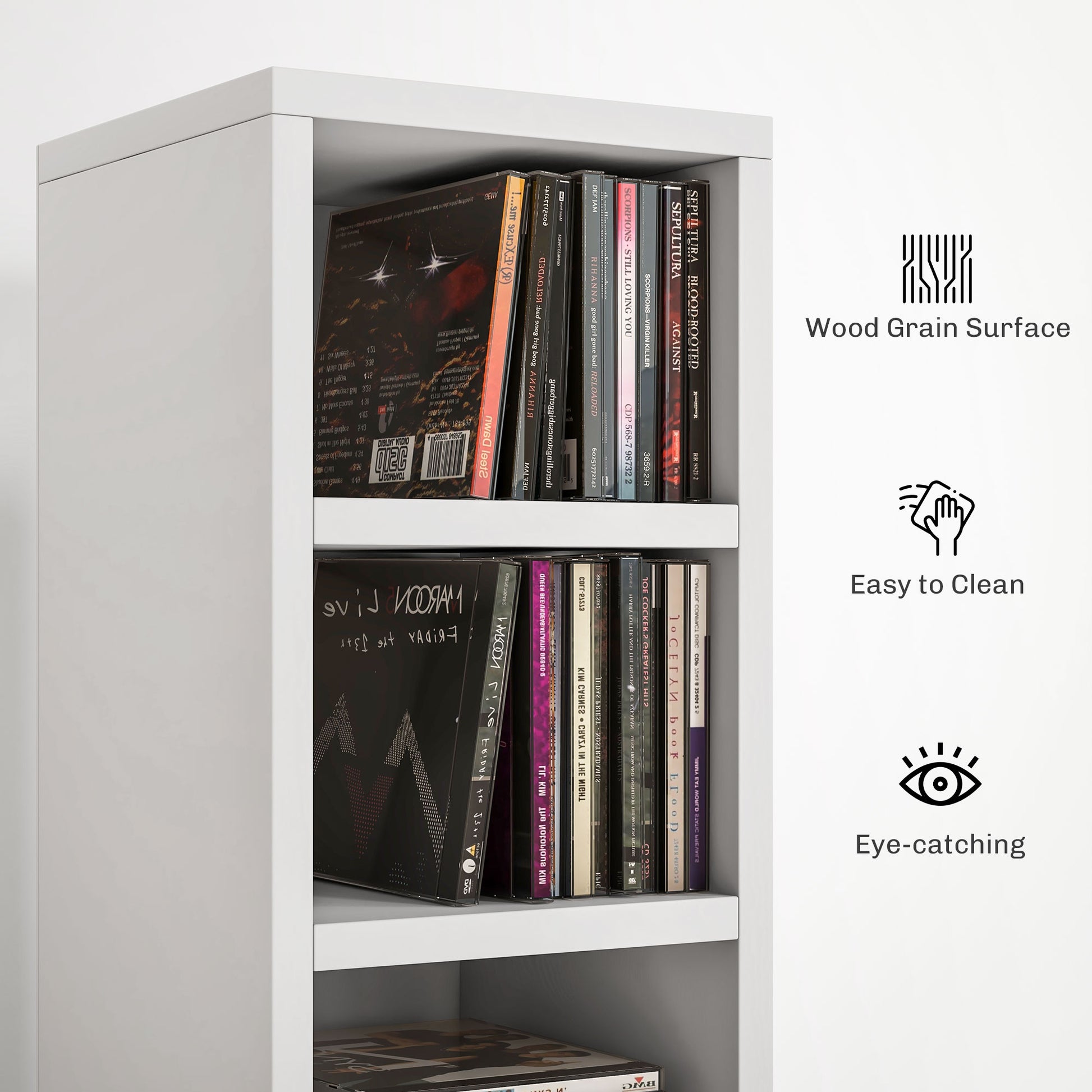HOMCOM 204 CD Tall Narrow Media Storage Tower - White--ChewyGames-ChewyGames