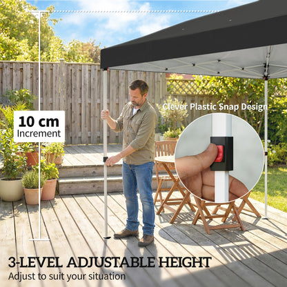 Outsunny 3 x 6 m Pop Up Canopy with UV50+ Protection Garden Gazebo with 6 Sidewalls, Black