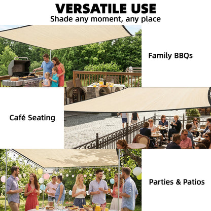Outsunny Sun Shade Sail UV Protection Canopy with Stainless Steel Eyelets for Patio Garden 3 x 3.6 m Beige