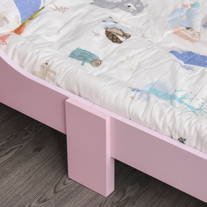 HOMCOM Kids Toddler Bed Princess Crown Theme Safety Side Rails Slats Home Bedroom Furniture Boys Girls 3-6 Years Pink 143 x 73 x 60 cm