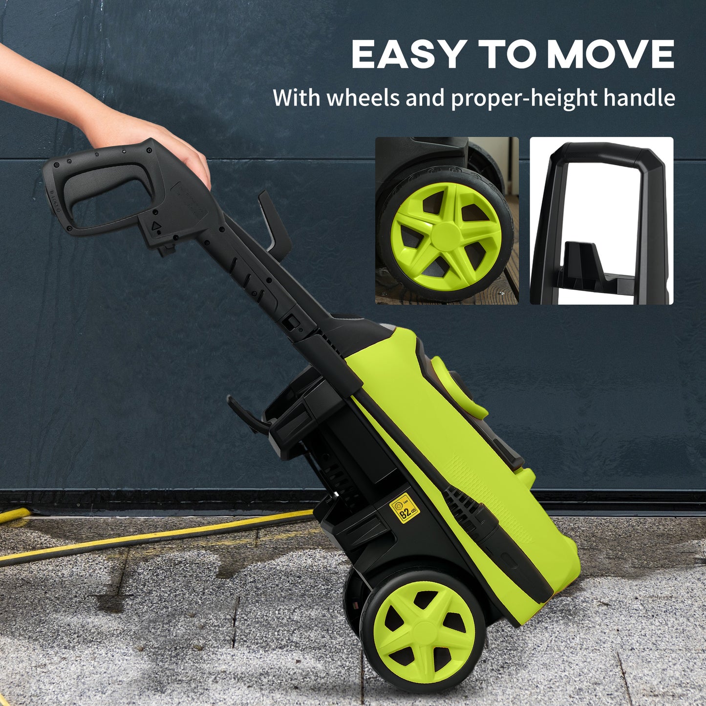 DURHAND 1800W High Pressure Washer, 150 Bar Pressure, 510 L/h Flow, High-Performance Portable Power Washer Jet Wash Cleaner with 6M Hose, Snow Foam Bottle for Garden, Car, Furniture, Green