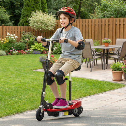 HOMCOM Powered Electric Scooter Ride-On, with Brakes, Adjustable Seat, Adjustable Handlebars, Red