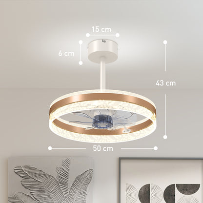 HOMCOM Ceiling Fan with LED Light and Remote - Gold Tone