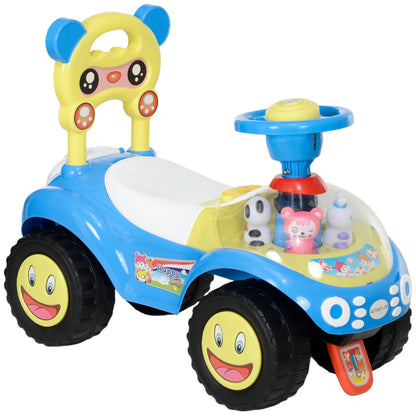 AIYAPLAY Foot to Floor oddler Ride on Toy w/ Music, Light, Horn, Under Seat Storage, Anti-Over-Backwards Device, Blue