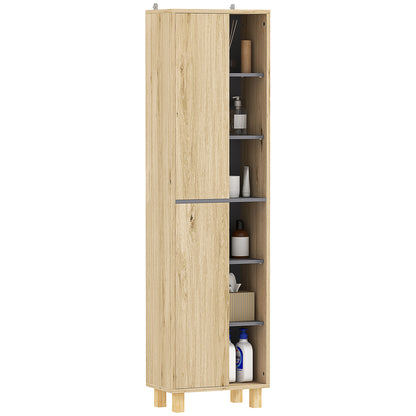 HOMCOM Multi-Storage Slim Bathroom Cabinet - Wood-Effect--ChewyGames-ChewyGames