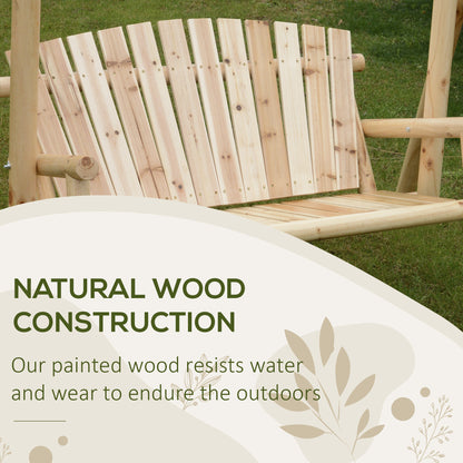 Outsunny Outdoor 2 Seater Swing Chair Larch Wood Garden Swing Seat Porch Hammock Bench Lounger