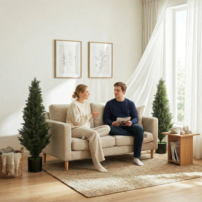 HOMCOM Set of 2 Decorative Artificial Plants Cypress in Weighted Pot, Fake Plant with 1092 Leaves, 120 cm