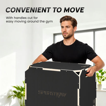 SPORTNOW Non-Slip Plyo Box, Corner-free Wooden Jump Box, 41 x 61 x 51 cm
