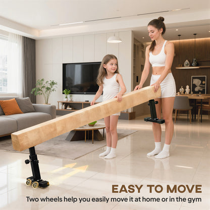 HOMCOM 7.5ft Adjustable Balance Beam, Gymnastics Beam with Wheels, Gymnastics Equipment for 6+ Years Old Training