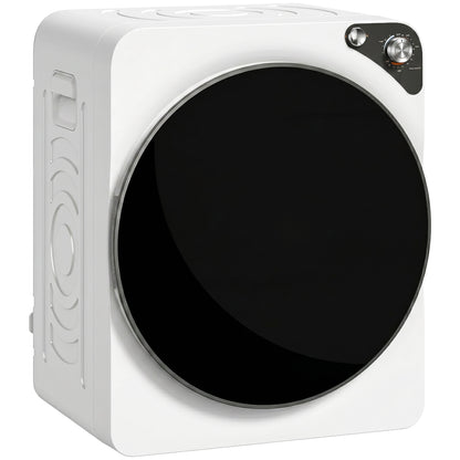 HOMCOM 5kg Vented Tumble Dryer, 1000W Compact Tumble Dryer with 5 Drying Modes, Stainless Steel Tub, White