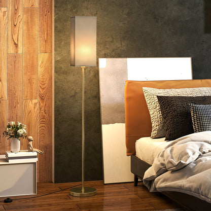 HOMCOM Floor Lamp, Modern Standing Lamp with Linen Shade and Foot Switch, Tall Lamps for Bedroom, Bulb not Included, Gold Tone