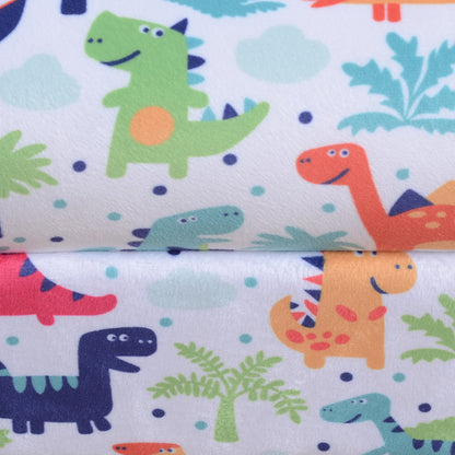 HOMCOM Children's Armchair Flannel Kids Sofa Tub Chair Cartoon Dinosaur Pattern Wooden Frame Bedroom Playroom Seater Multicolour