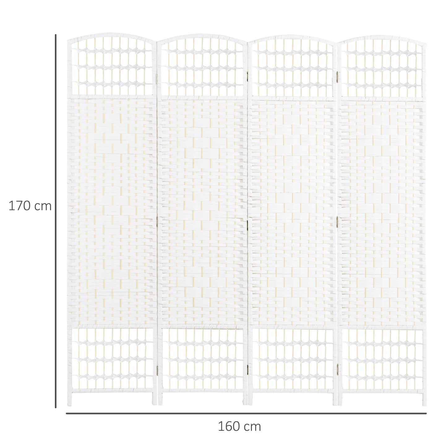 HOMCOM 4 Panel Folding Room Divider, Privacy Screen, Paravent Partition Separator for Living Room, Bedroom, White