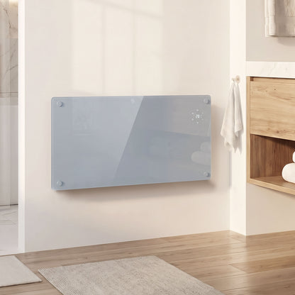 HOMCOM 1500W Smart Panel Heater Wall Mounted & Freestanding, Electric Heater with Weekly Timer, Open Window & Anti-Frost, Grey