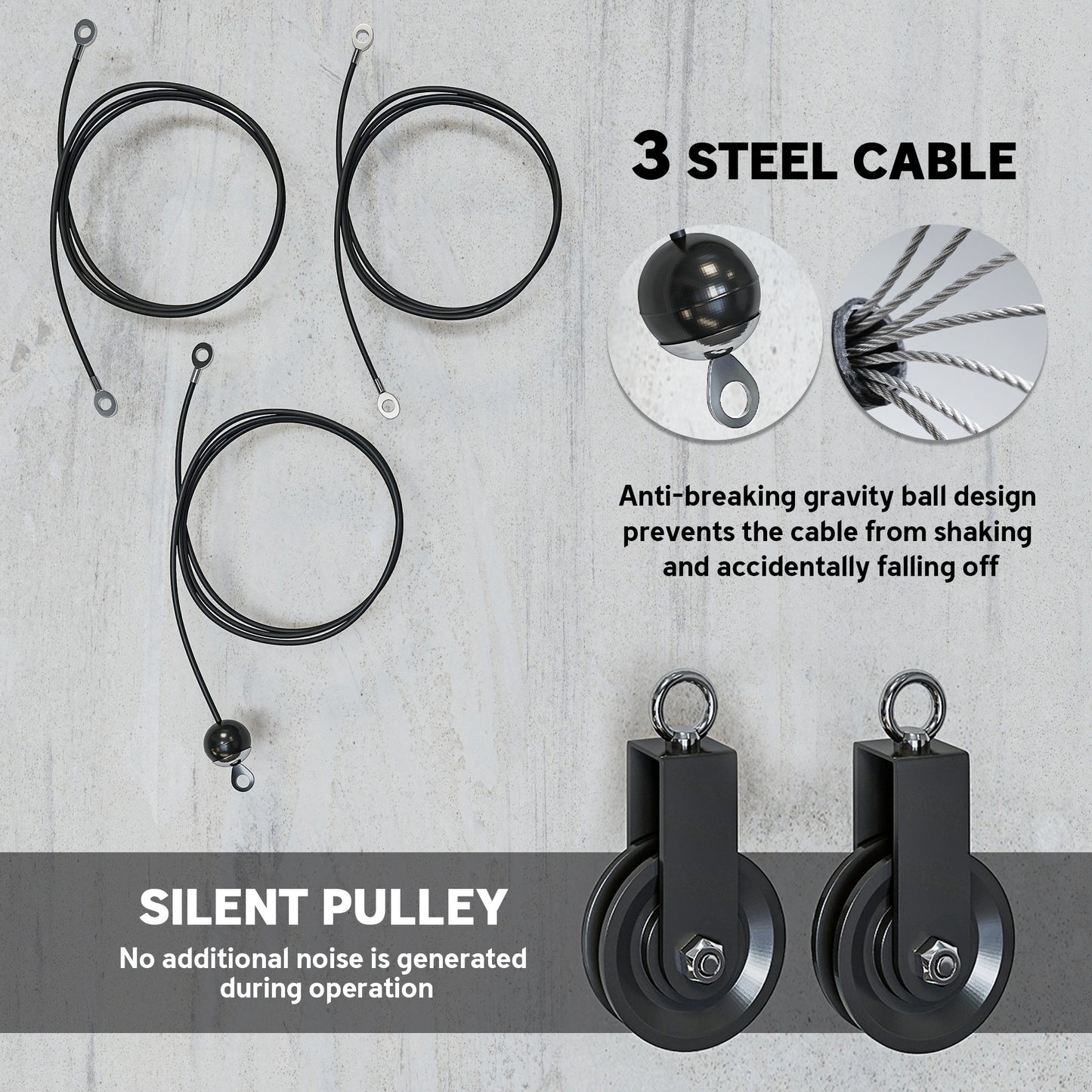 SPORTNOW Weight Pulley System, Cable Pulley System for Home Gym, Cable Machine LAT Pull Down Attachment for Biceps Curl, Tricep, Arm Workouts