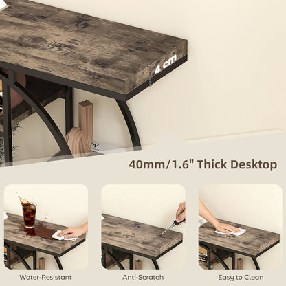 HOMCOM Industrial Console Table with Storage Shelves - Rustic Brown