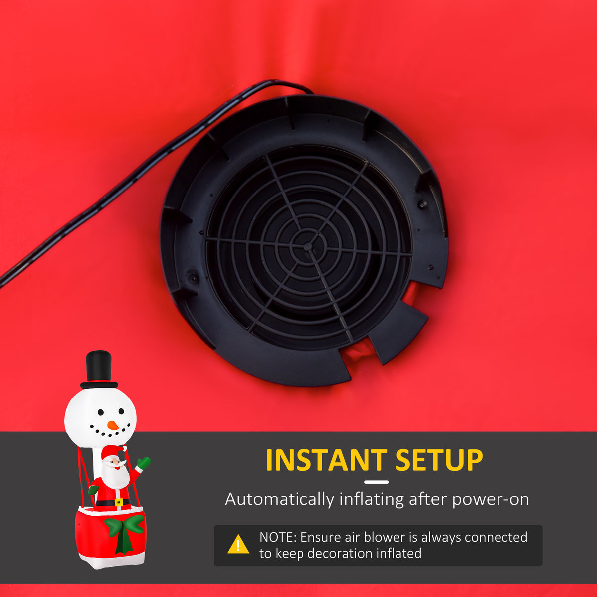 HOMCOM 8ft Christmas Inflatable Decoration with Santa Claus on Snowman Hot Air Balloon, Blow Up Xmas Decor for Outdoor Indoor