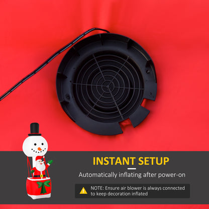 HOMCOM 8ft Christmas Inflatable Decoration with Santa Claus on Snowman Hot Air Balloon, Blow Up Xmas Decor for Outdoor Indoor