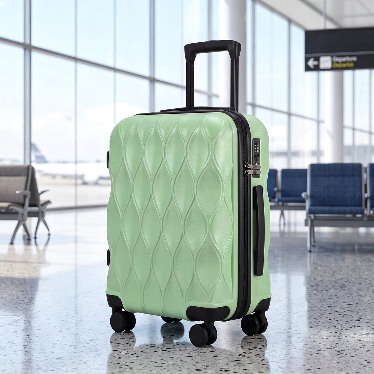 HOMCOM 56cm 41L Suitcase, Lightweight ABS Hard Shell Carry On Luggage with TSA Lock, Spinner Wheels, Telescopic Handle, Green