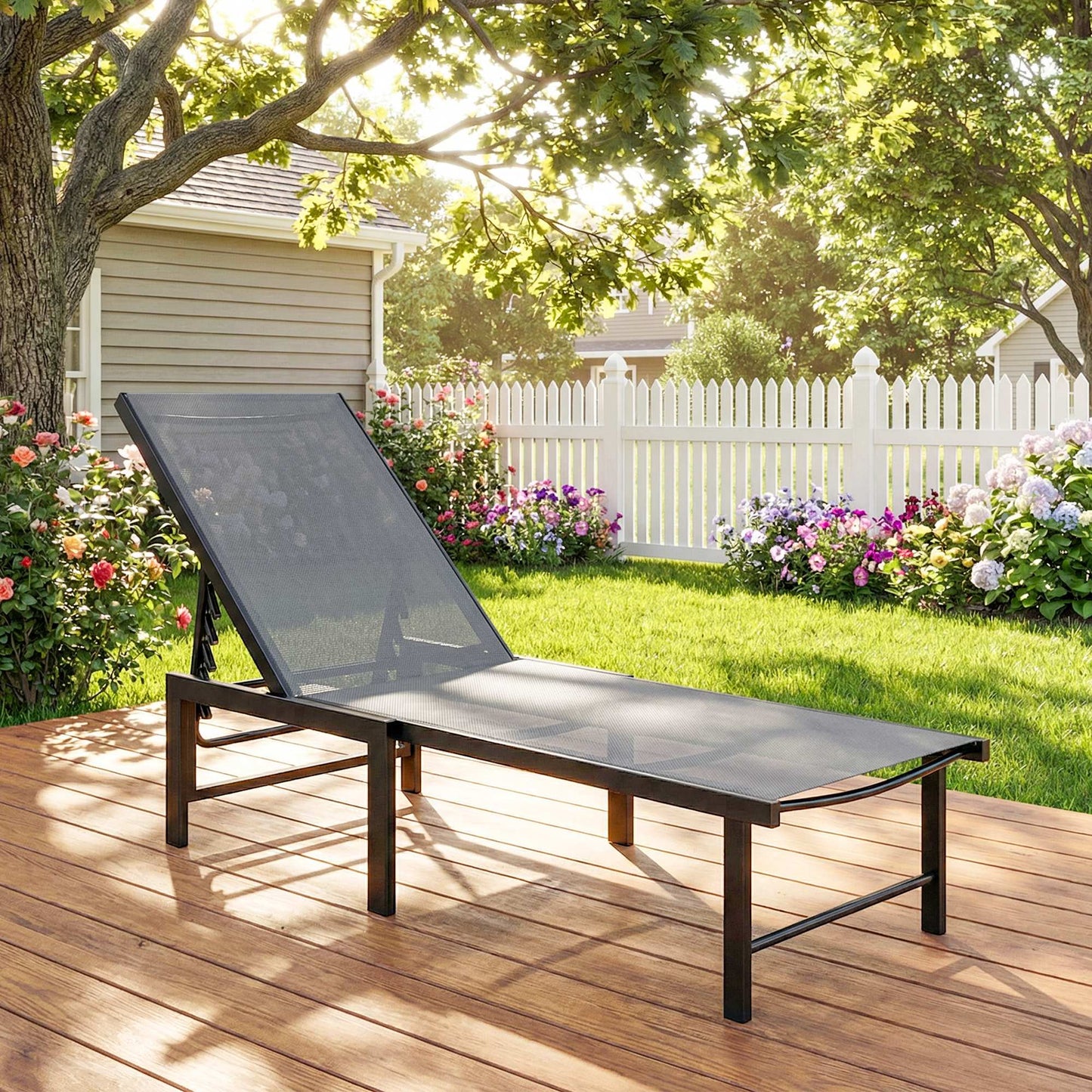 Outsunny Reclining Sun Lounger - Grey