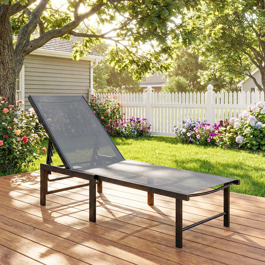 Outsunny Reclining Sun Lounger - Grey