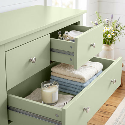 HOMCOM 5 Drawer Chest of Drawers, Modern Dresser for Bedroom, Bedside Storage Cabinet, Wide Storage Unit with Glide Runners for Living Room, Hallway, Closet, 79 x 39.5 x 80.5 cm, Sage Green