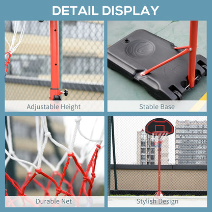 HOMCOM Basketball Hoop Outdoor, Portable Basketball Hoop and Stand with Weighted Base, Portable on Wheels, 1.55-2.1m, for Teens, Juniors, Adults, Black