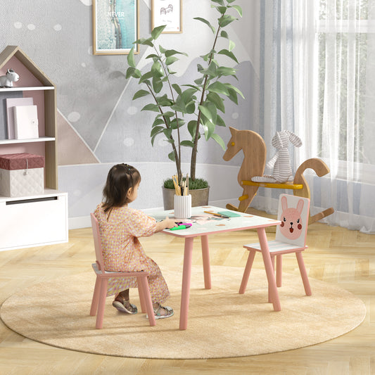 ZONEKIZ Kids and Table Chairs, Children Desk with Two Chairs, Toddler Furniture Set, for Ages 3-6 Years - Pink--ChewyGames-ChewyGames