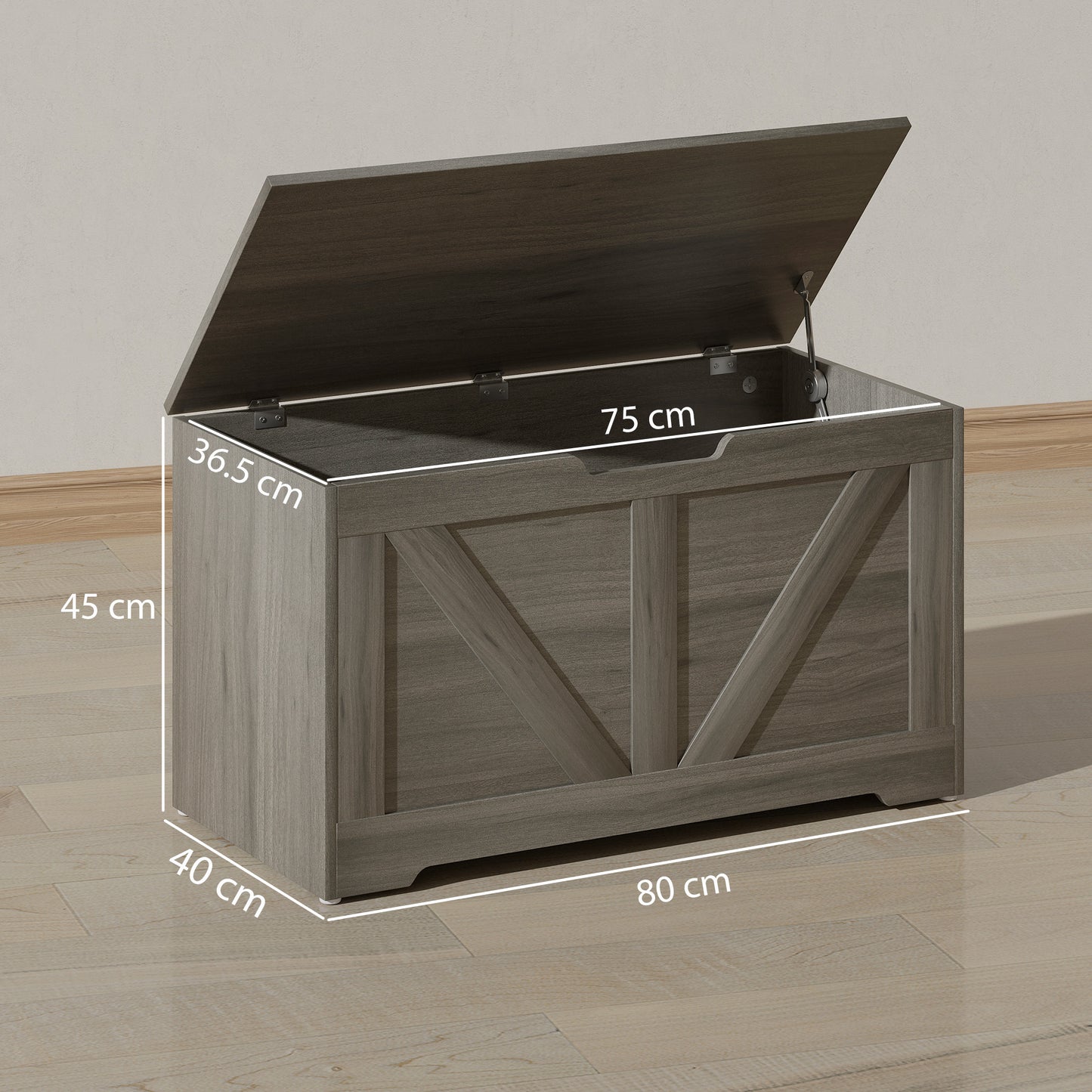 HOMCOM 100L Home Storage Box, with Safety Hinges - Charcoal Grey--ChewyGames-ChewyGames