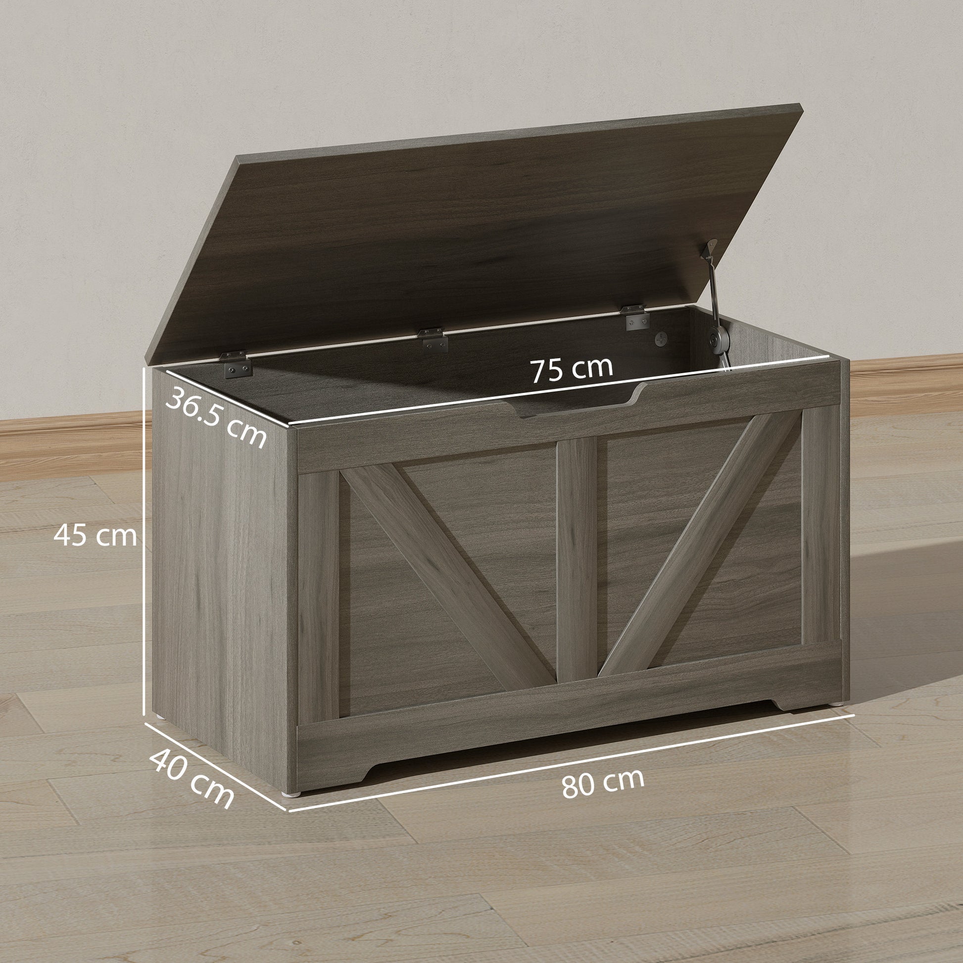 HOMCOM 100L Home Storage Box, with Safety Hinges - Charcoal Grey--ChewyGames-ChewyGames