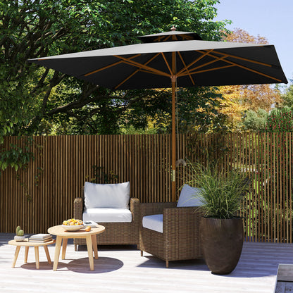 Outsunny 3 m Square Garden Parasol - Black