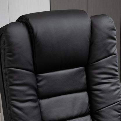 HOMCOM Recliner Chair With footstool, Recliner Armchair up to 130kg Weight Capacity, 135° Reclining Swivel Sofa Chair, PU Leather Ergonomic Couch Bed with Swivel Wood Base for Living Room, Black