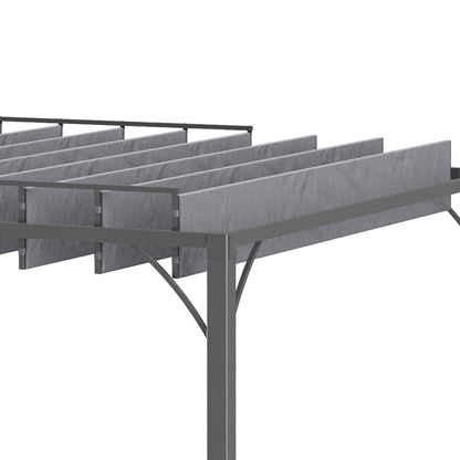 Outsunny 4 x 3(m) Outdoor Pergola with Retractable Roof, Aluminium Louvered Patio Gazebo Canopy for Lawn Garden Patio, Grey