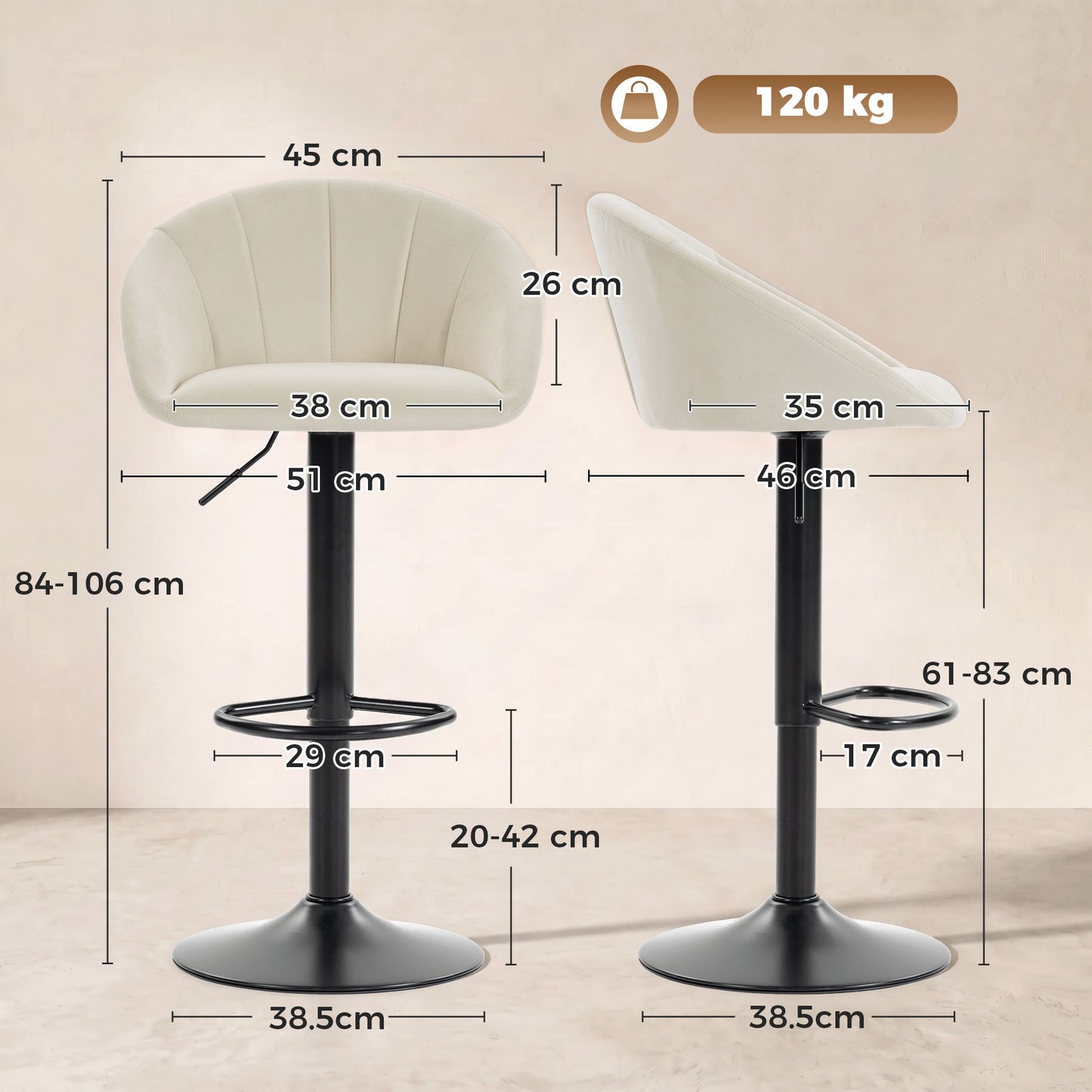 HOMCOM stool counter backs