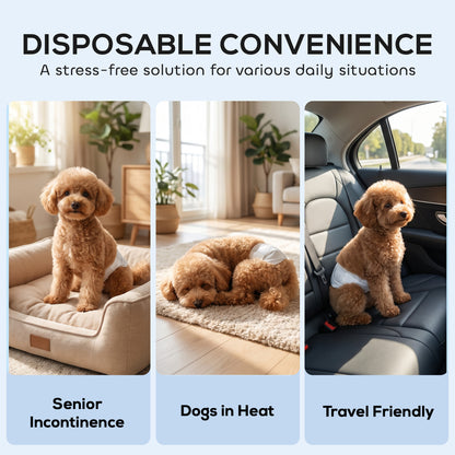 PawHut Dog Diapers Super Absorbent Leak-Proof Dog Nappies for Male Dogs Size XS 20-28 cm Waist