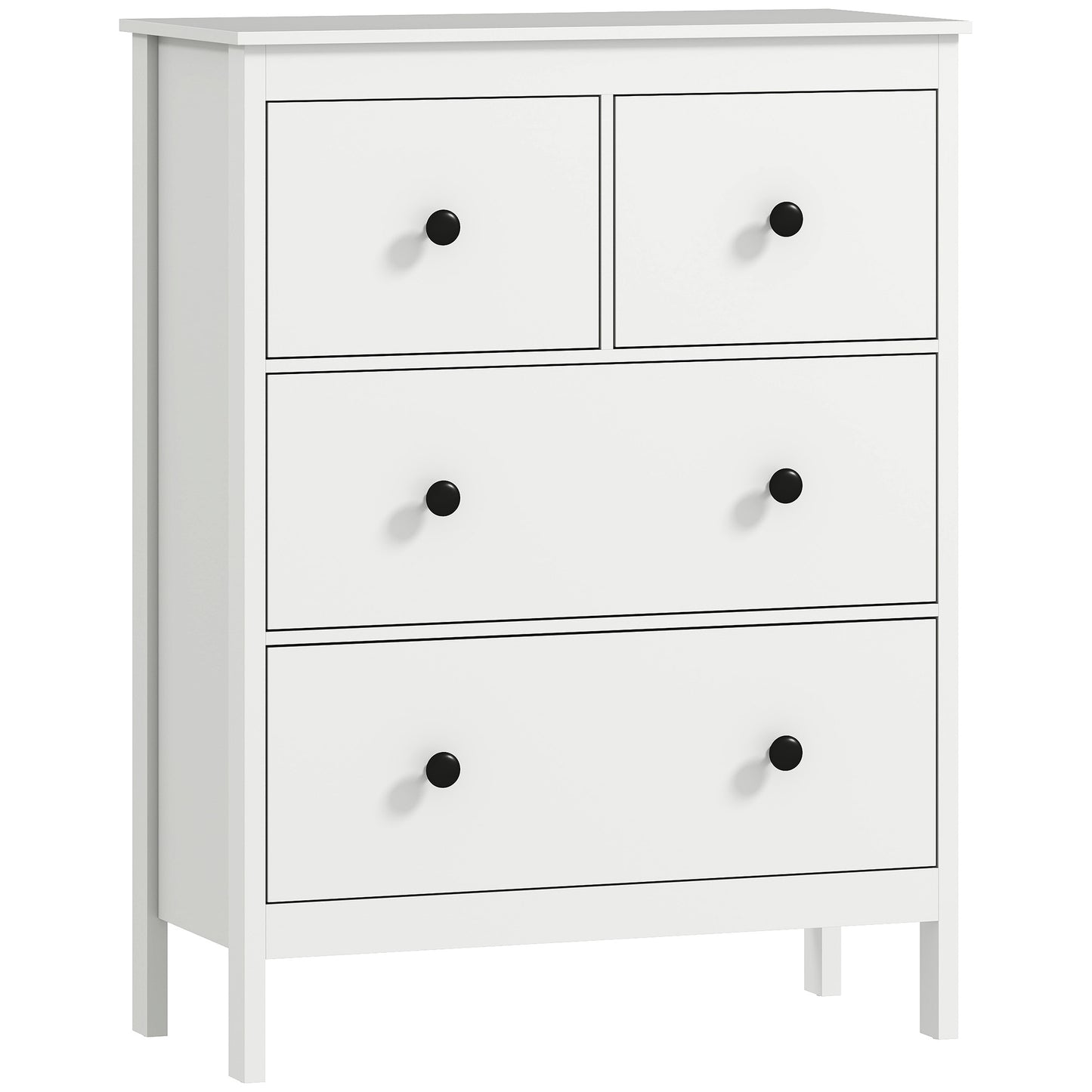 HOMCOM Modern Chest of Drawers, 4 Drawer Dresser Clothes Storage Organiser for Living Room, Hallway, Entryway, White