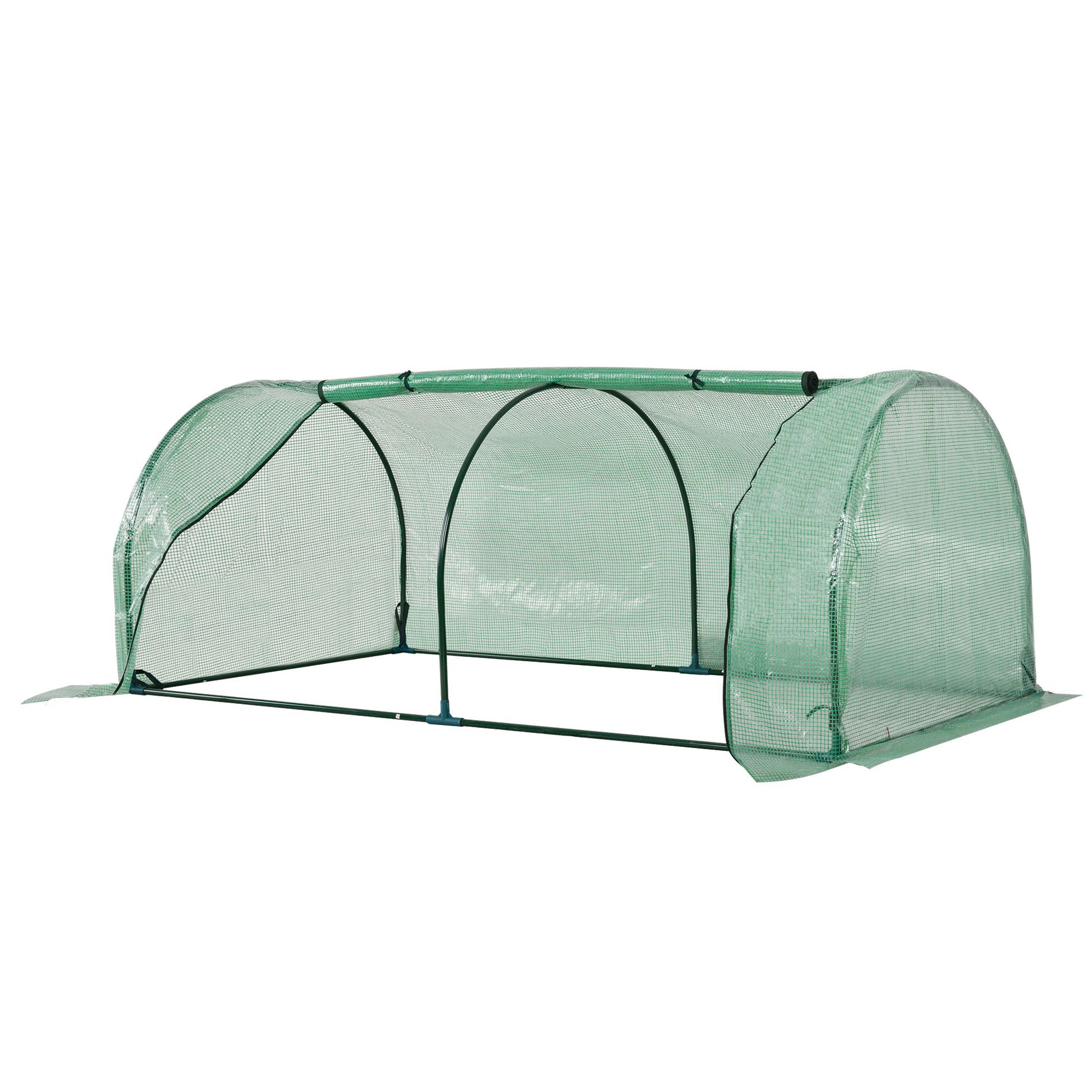Outsunny Tunnel Greenhouse Green Grow House for Garden Outdoor, Steel Frame, PE Cover, Green, 200 x 100 x 80cm--ChewyGames-ChewyGames