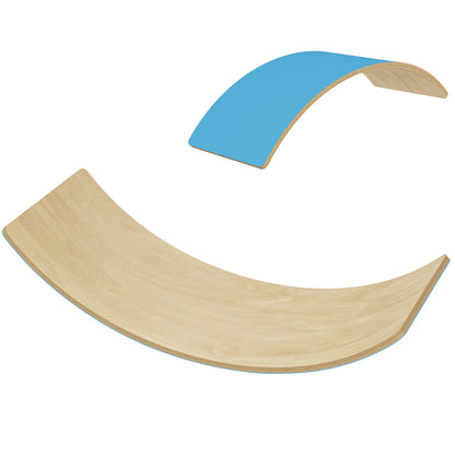 AIYAPLAY Wooden Balance Board for Kids, Wobble Board with Silent Felt for Sensory Play, Blue