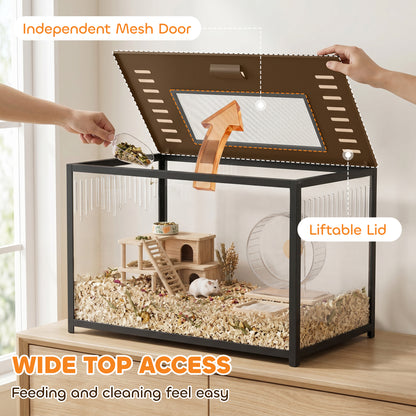 PawHut Hamster Cage, Chewproof Metal Rat Cage with Deep Base, Openable Top for Syrian Dwarf Hamster, Gerbil, 80 x 45 x 50.5 cm